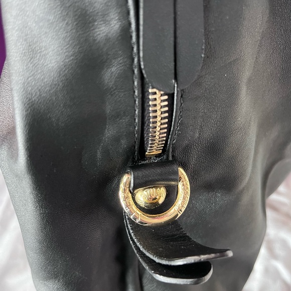 Stuart Weitzman Napa Black Leather/Calfskin leopard print shoulder bag - Picture 6 of 16